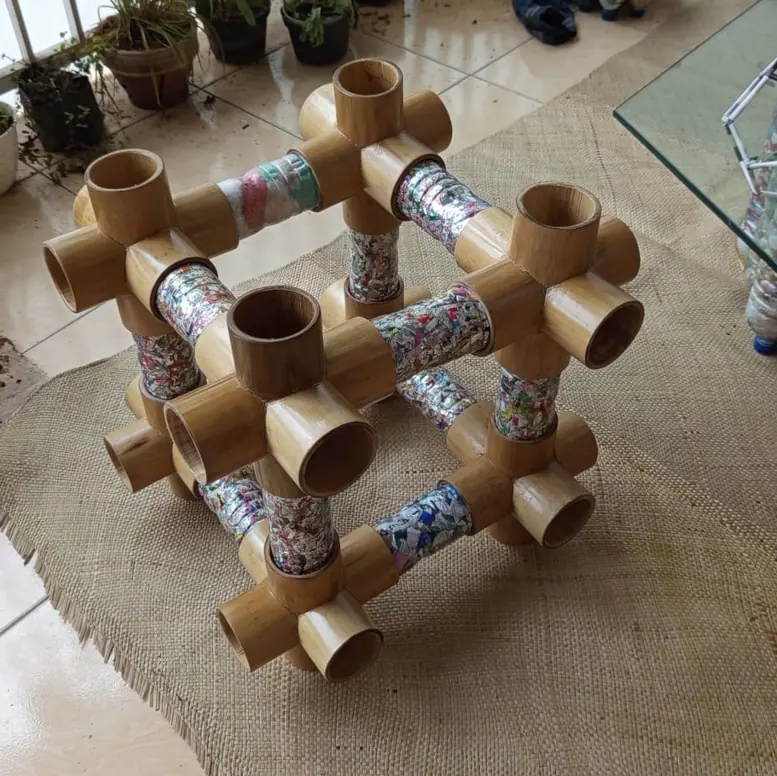 A completed bamboo ecojoiner cube